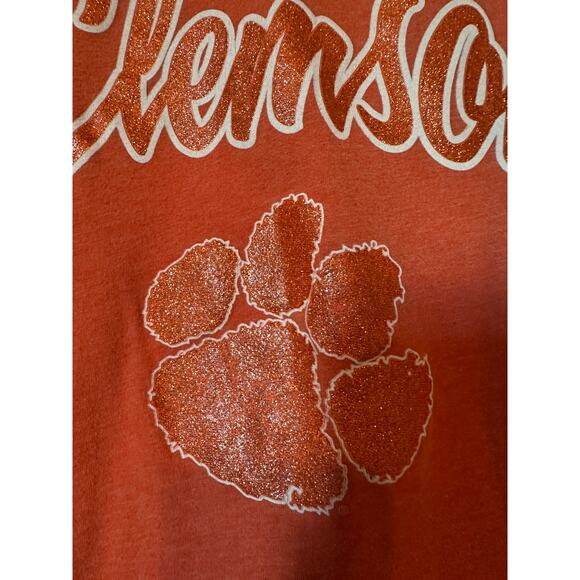 Clemson Football Size XL Stretch Women Official Tee White and Orange Tiger Paw - Picture 3 of 8